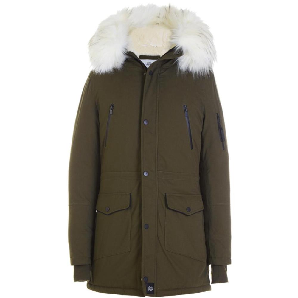 Sixth June - Parka capuche large fourrure kaki blanc