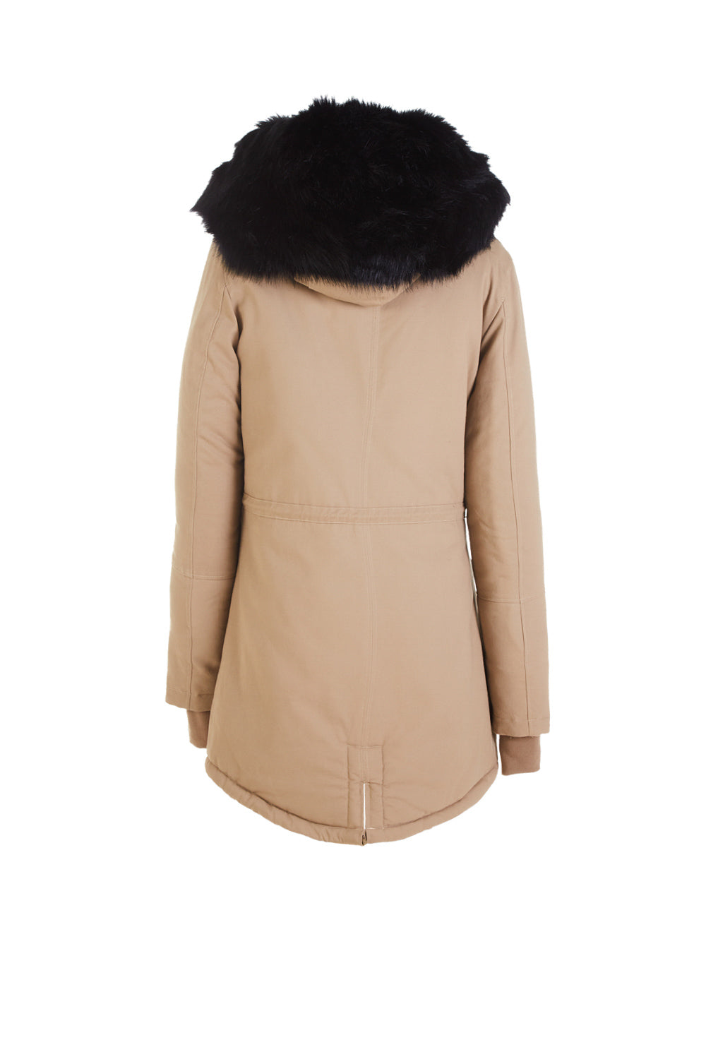 Sixth June - Parka capuche large fourrure beige noir