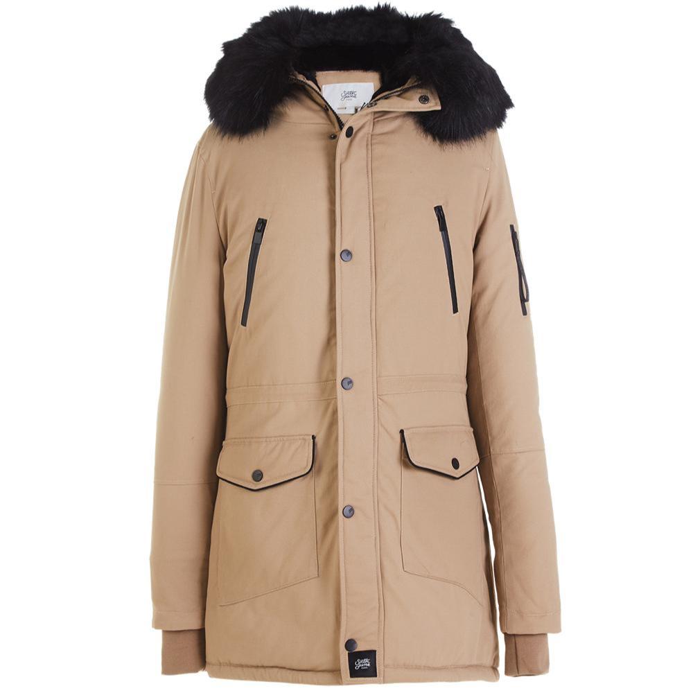 Sixth June - Parka capuche large fourrure beige noir