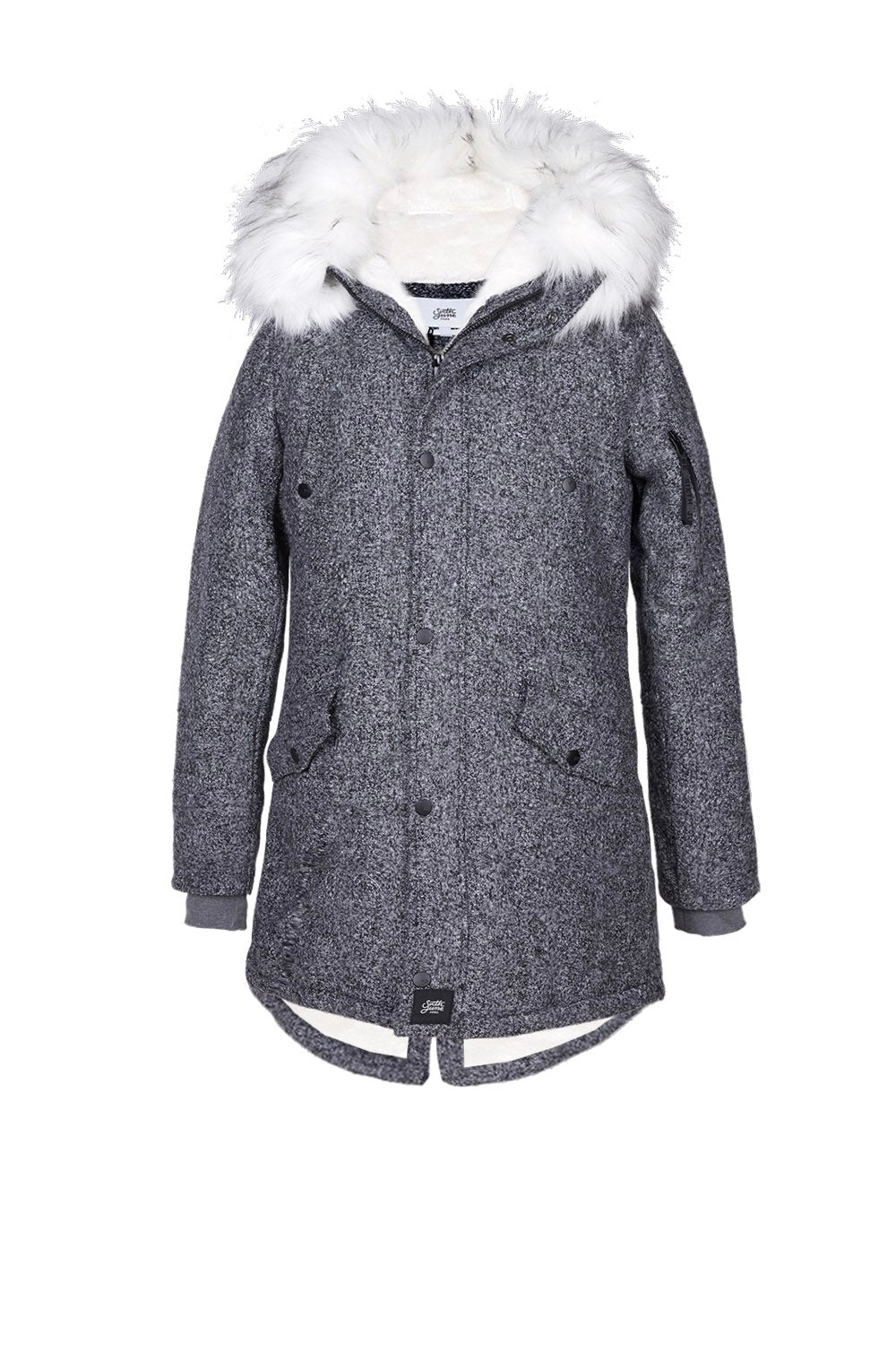 Sixth June - Parka laine large fourrure gris blanc