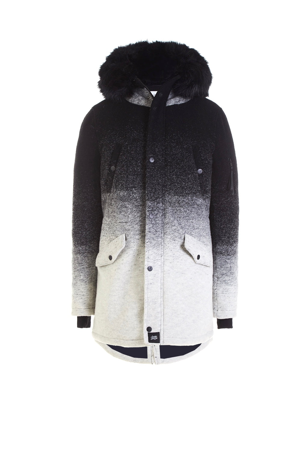 Sixth June - Parka laine tie and dye large fourrure noir gris