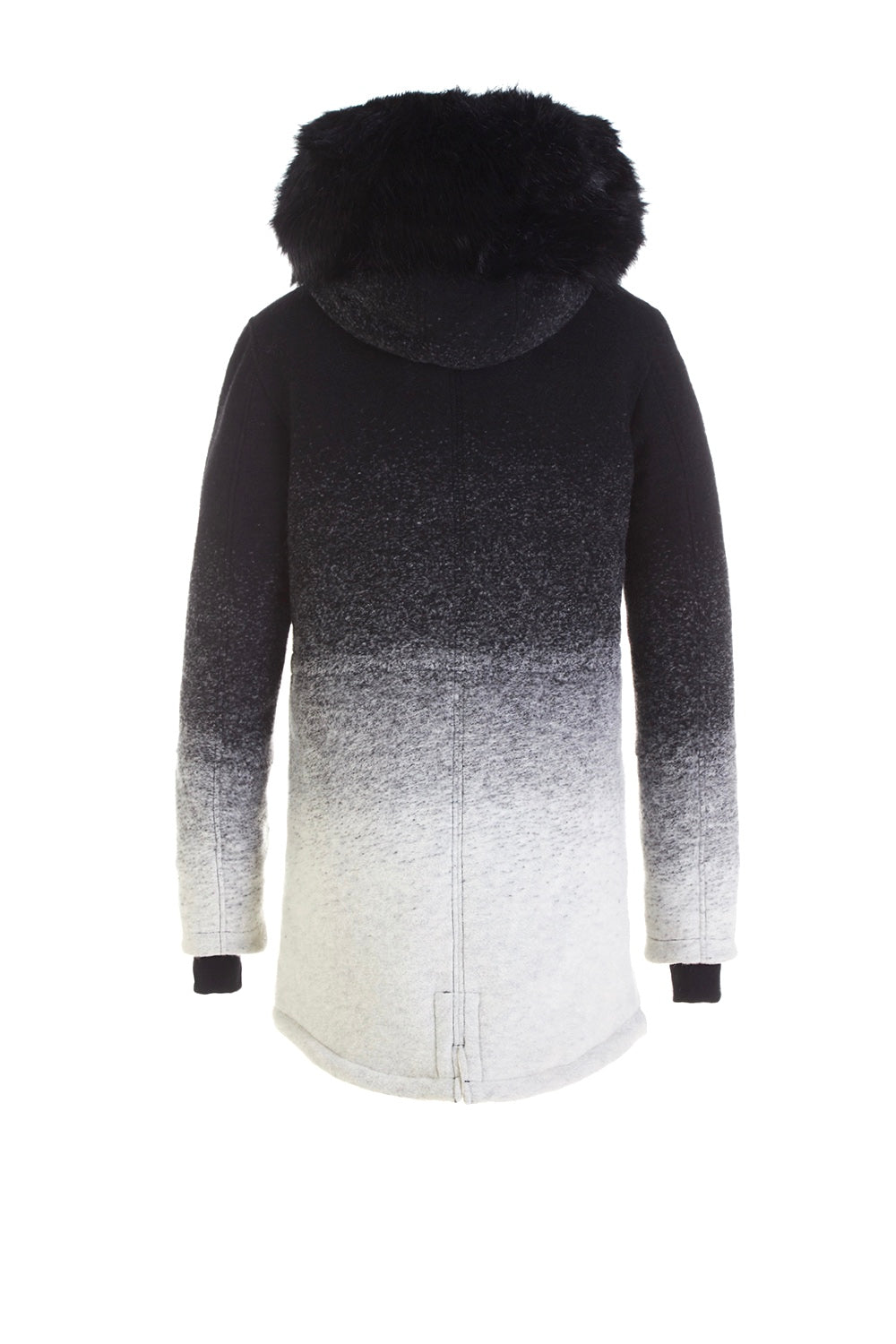 Sixth June - Parka laine tie and dye large fourrure noir gris