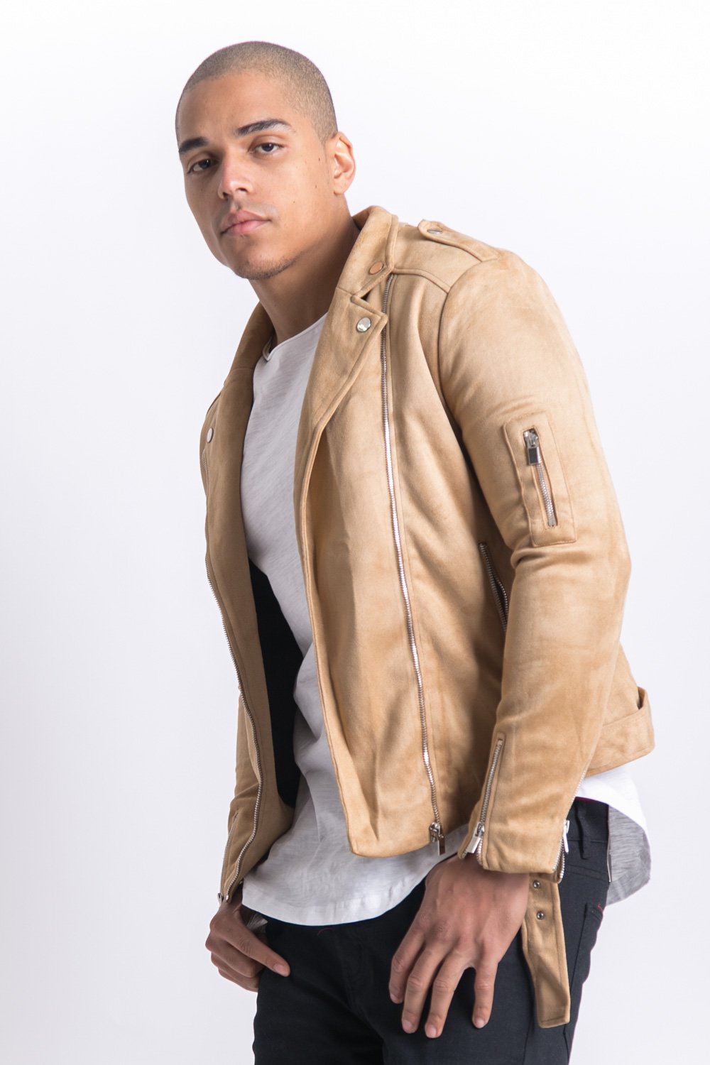 Suede jacket beige