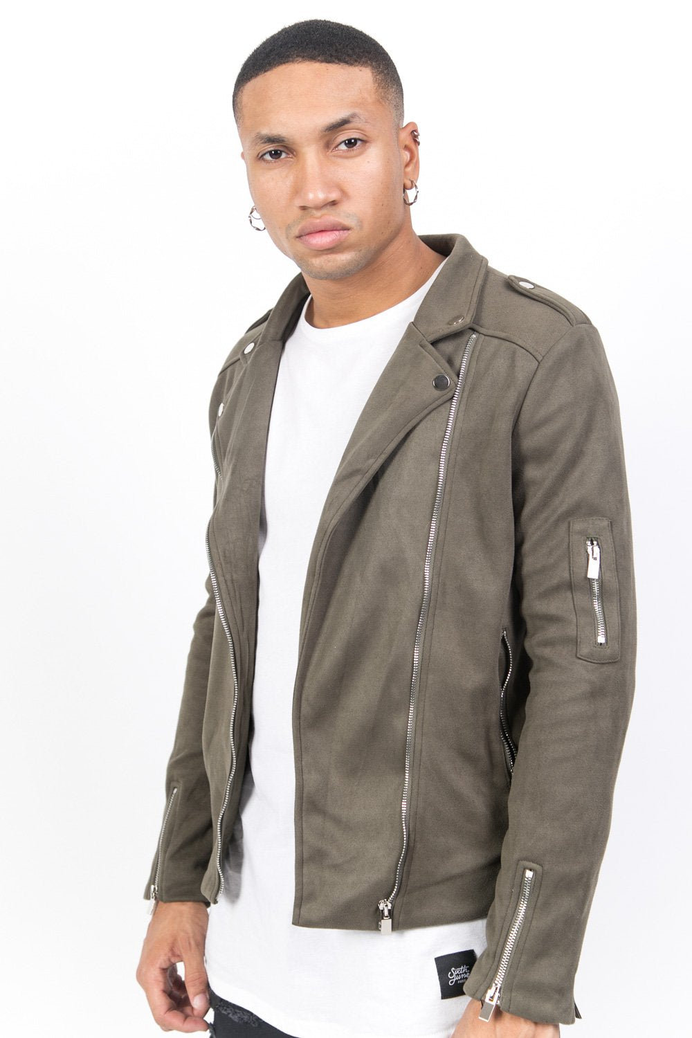 Zips Suedette jacket Khaki