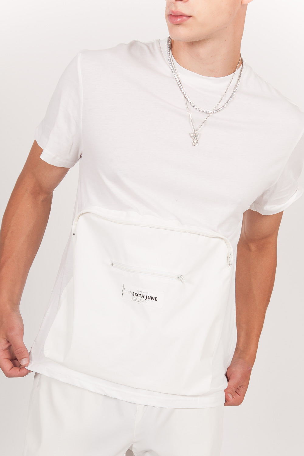 Sixth June - T-shirt réfléchissant grande poche blanc