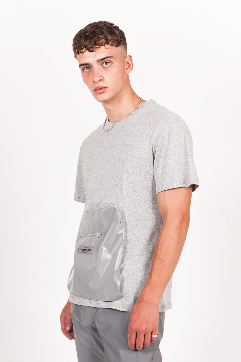 Sixth June - T-shirt réfléchissant grande poche gris