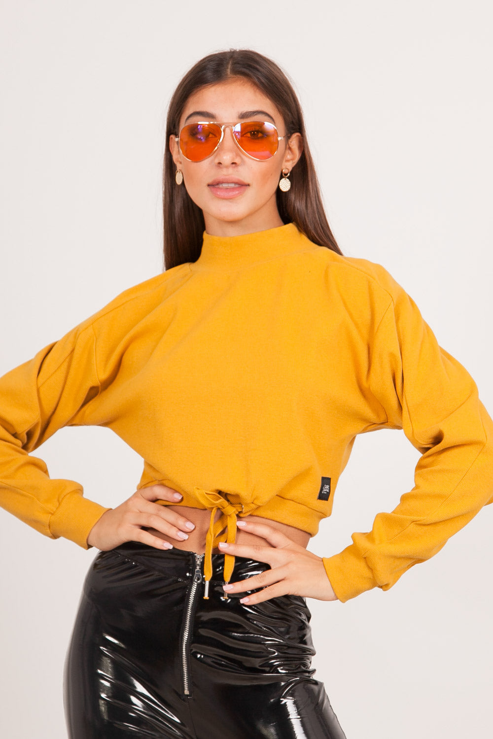 Sixth June - Pull cordon col montant moutarde