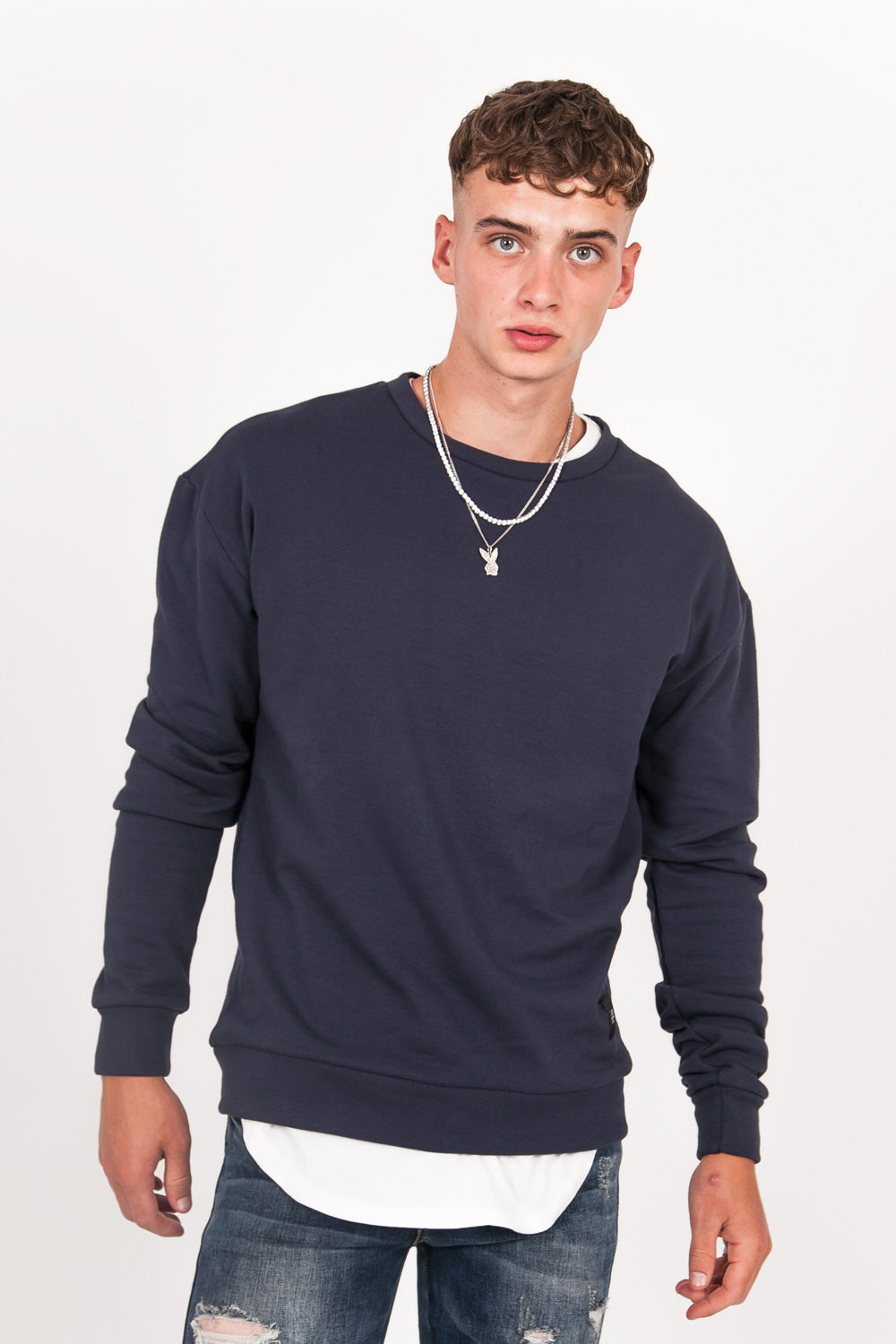 Sixth June - Sweat-shirt col rond classique Sixth June bleu foncé