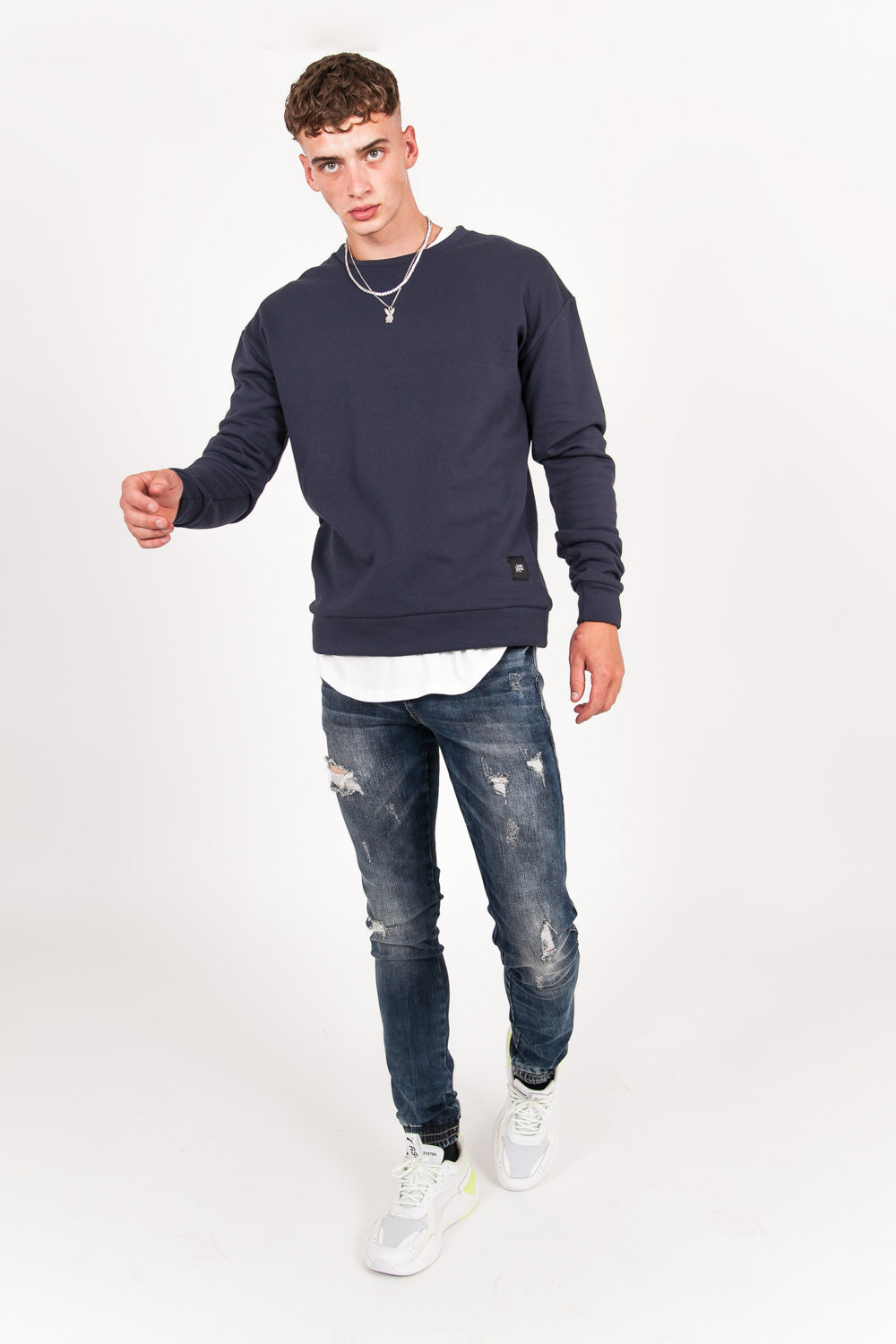 Sixth June - Sweat-shirt col rond classique Sixth June bleu foncé