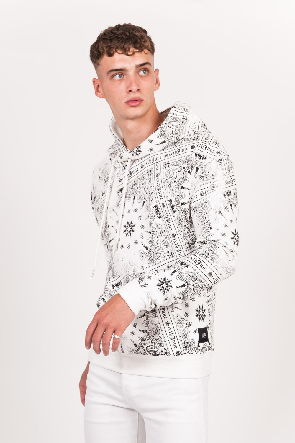 Sixth June - Sweat capuche all over bandana blanc