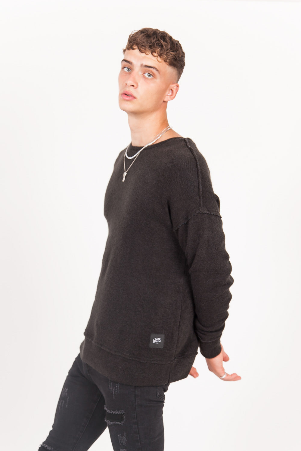 Sixth June - Sweat maille bouclée noir M2201KKN