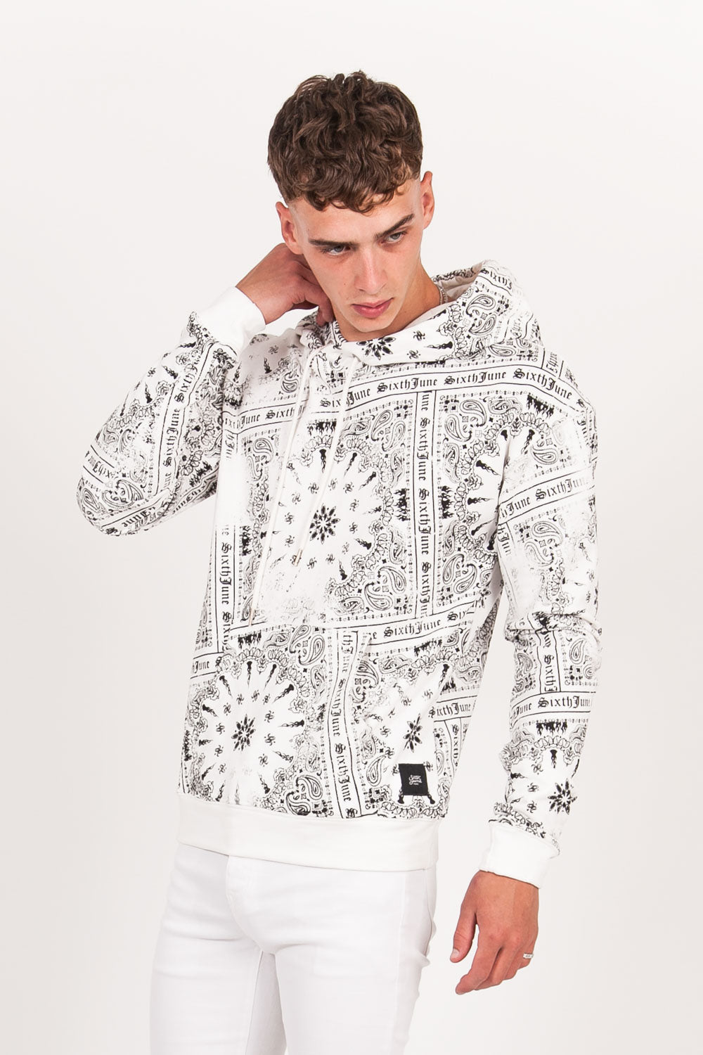 Sixth June - Sweat capuche all over bandana blanc