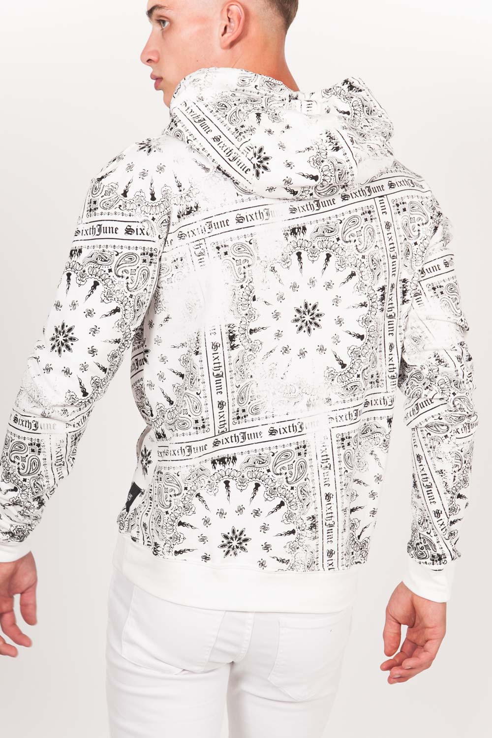 Sixth June - Sweat capuche all over bandana blanc