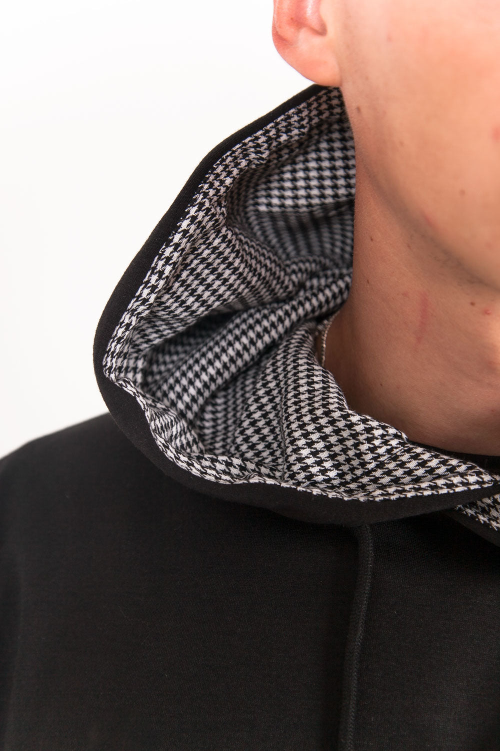 Sixth June - Sweat capuche pied-de-poule logo noir