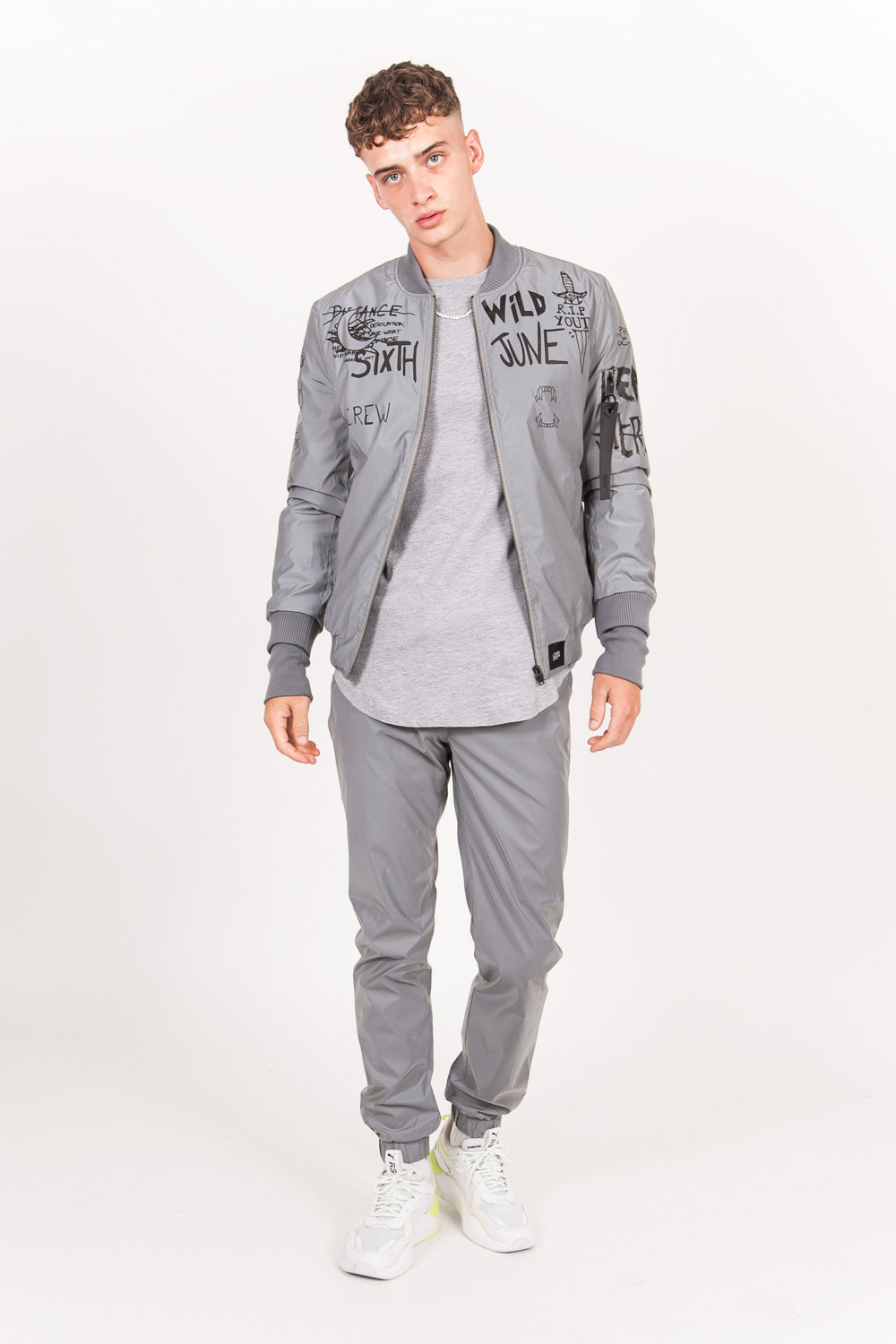 Sixth June - Bomber réfléchissant Crew gris