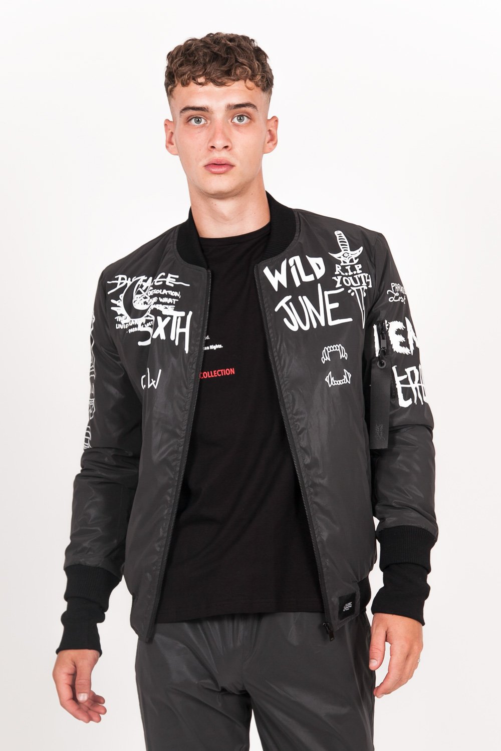 Logo Crew Reflective Bomber Black