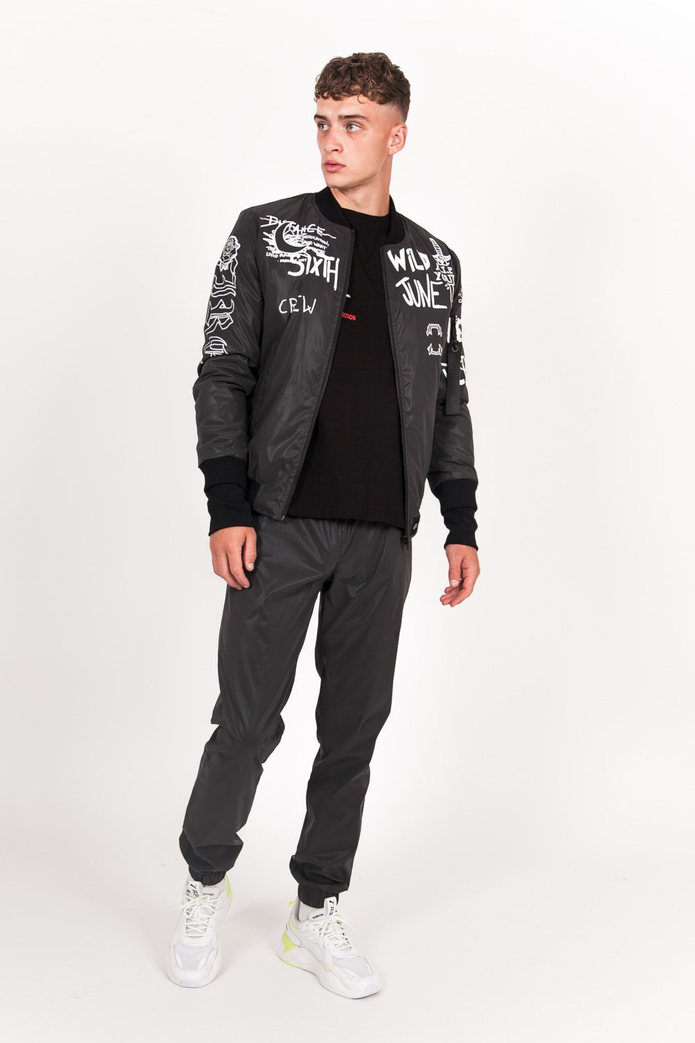 Logo Crew Reflective Bomber Black