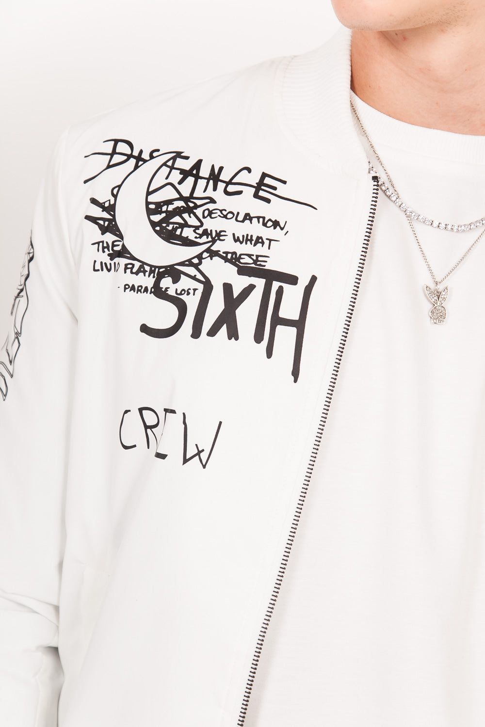 Sixth June - Bomber réfléchissant Crew blanc