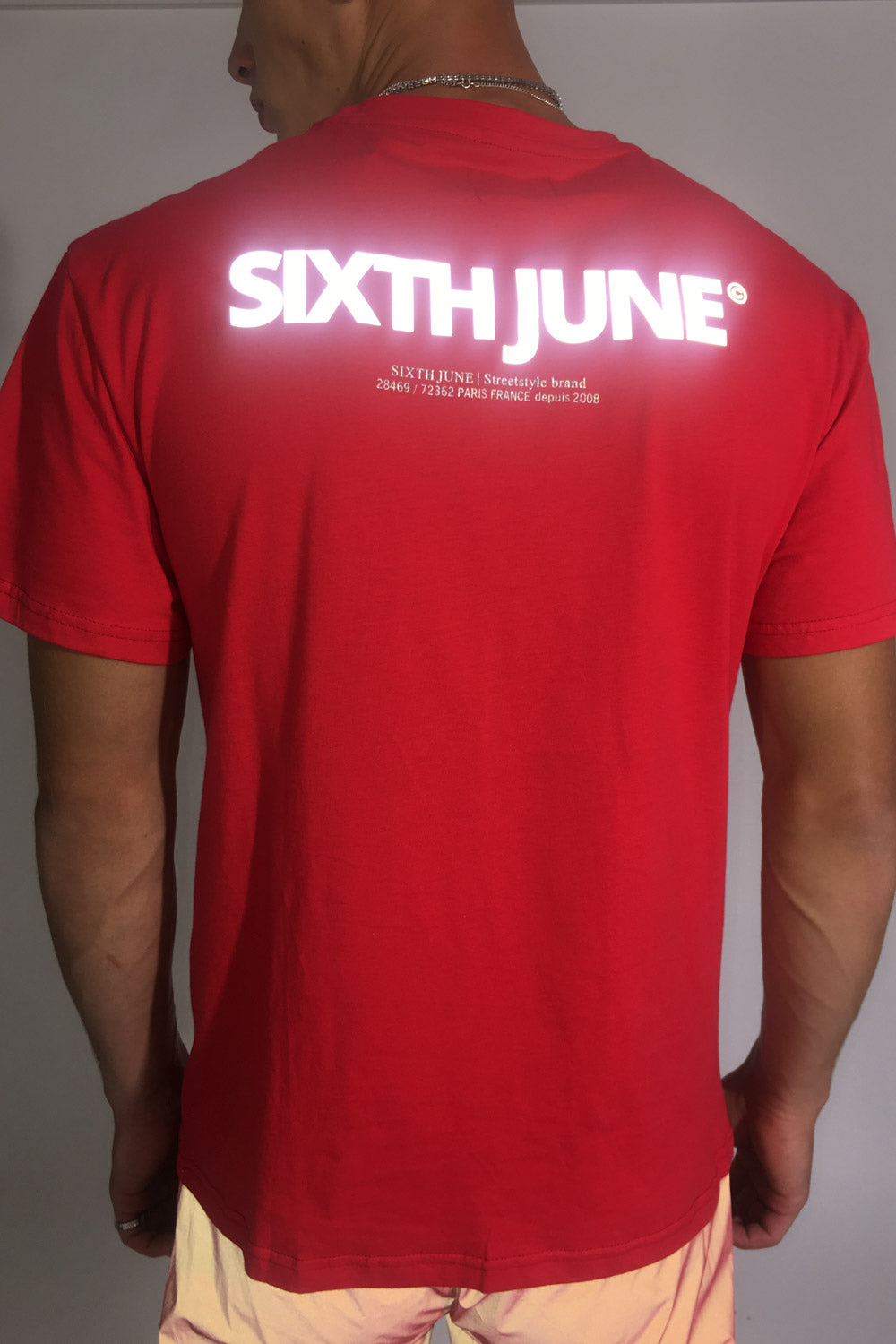 Sixth June - T-shirt réfléchissant grande poche rouge