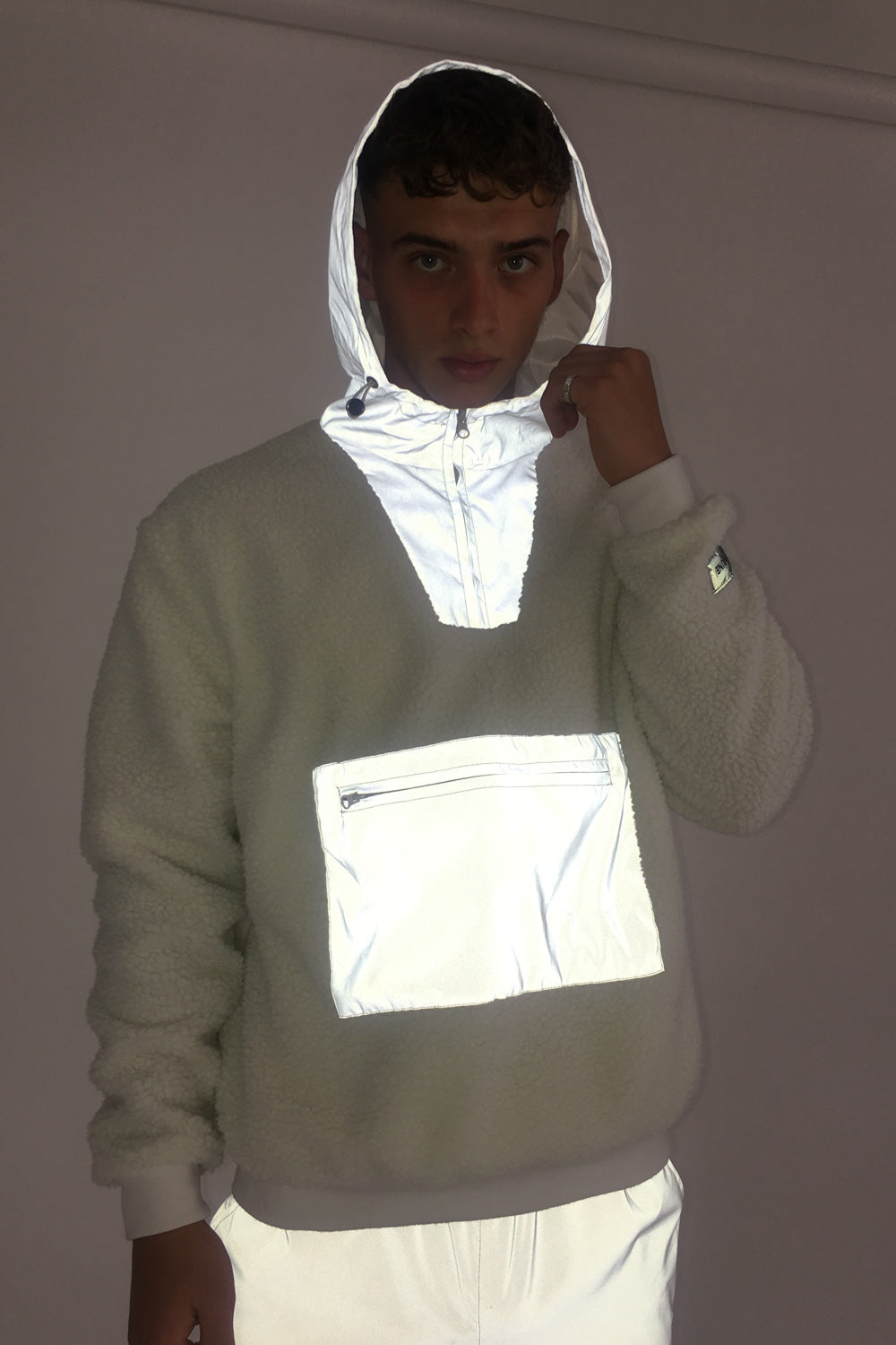 Sixth June - Sweat sherpa poche réfléchissante blanc cassé