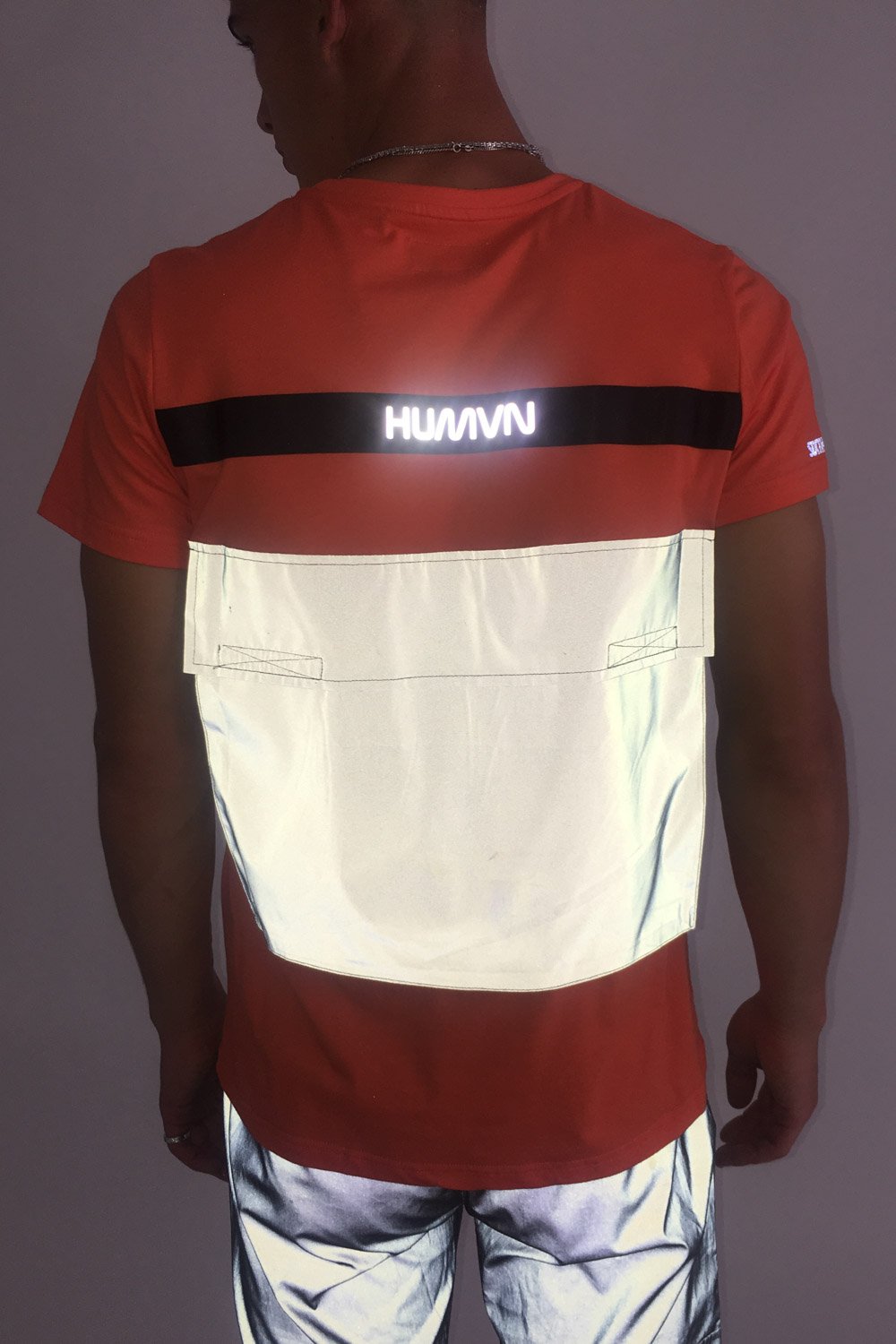 Sixth June - T-shirt poche dos réfléchissant orange