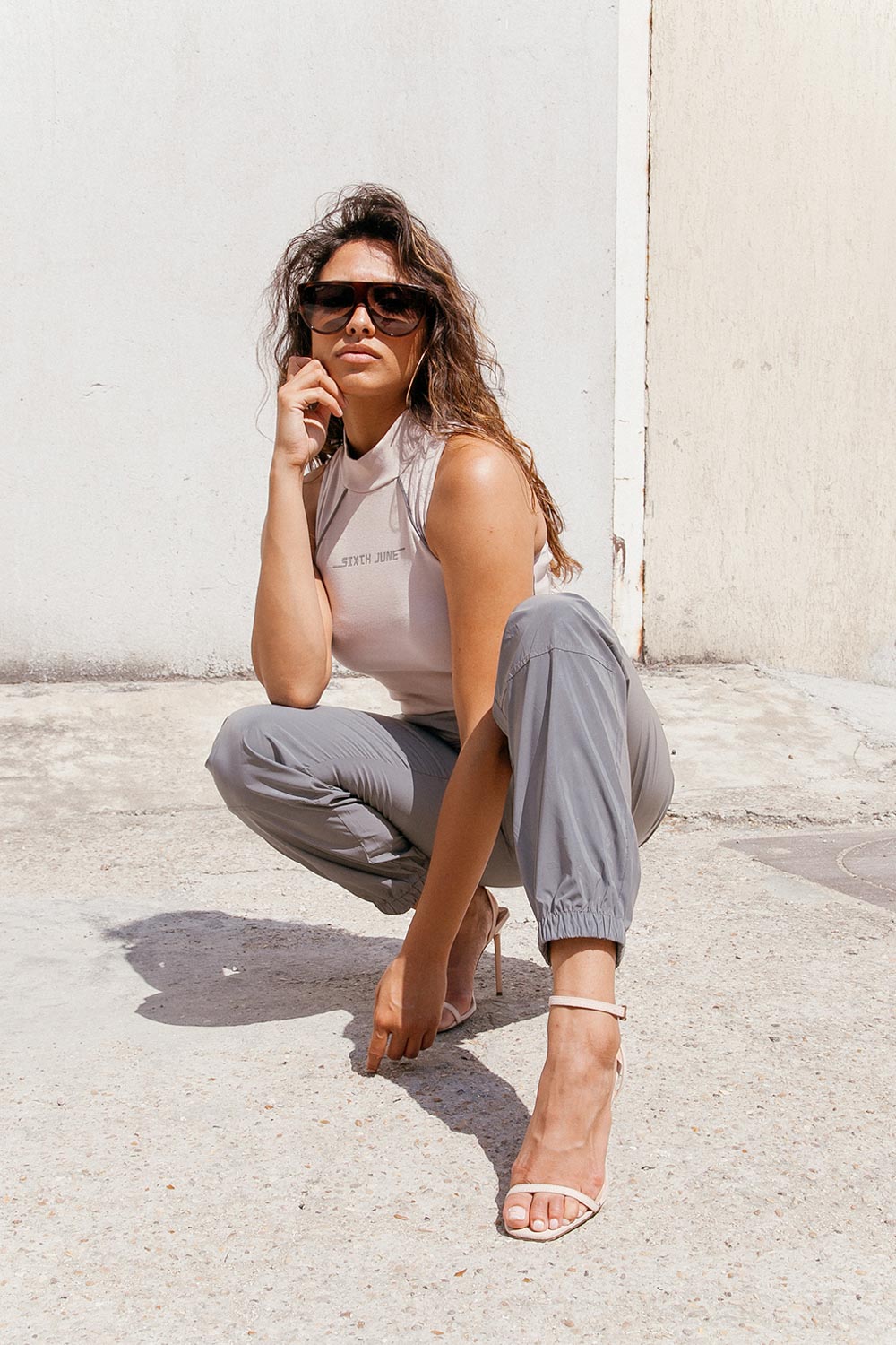 Sixth June - Jogging réfléchissant logo gris clair