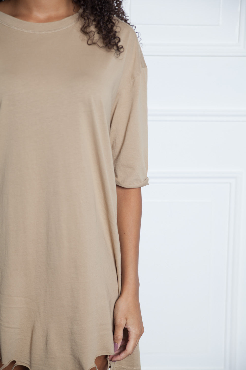 Sixth June - Robe t-shirt déchirée beige W2371VDR