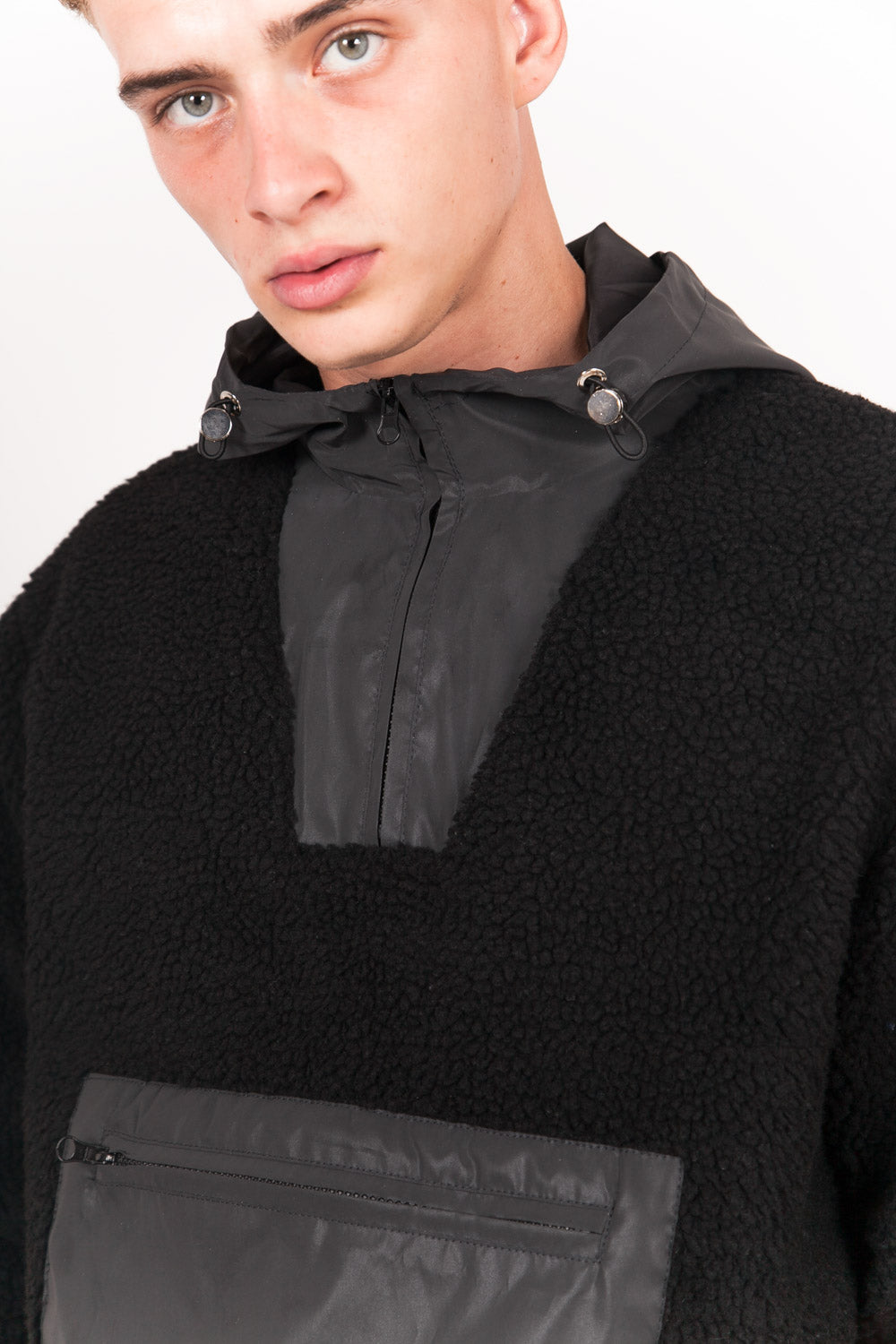 Sixth June - Sweat sherpa poche réfléchissante noir