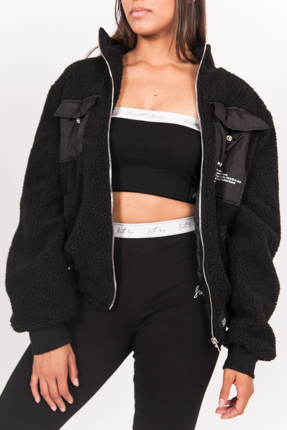 Sixth June - Veste sherpa poche cargo noir