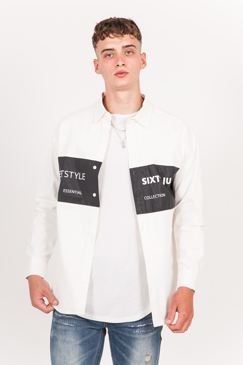 Sixth June - Chemise streetstyle bande réfléchissante blanc