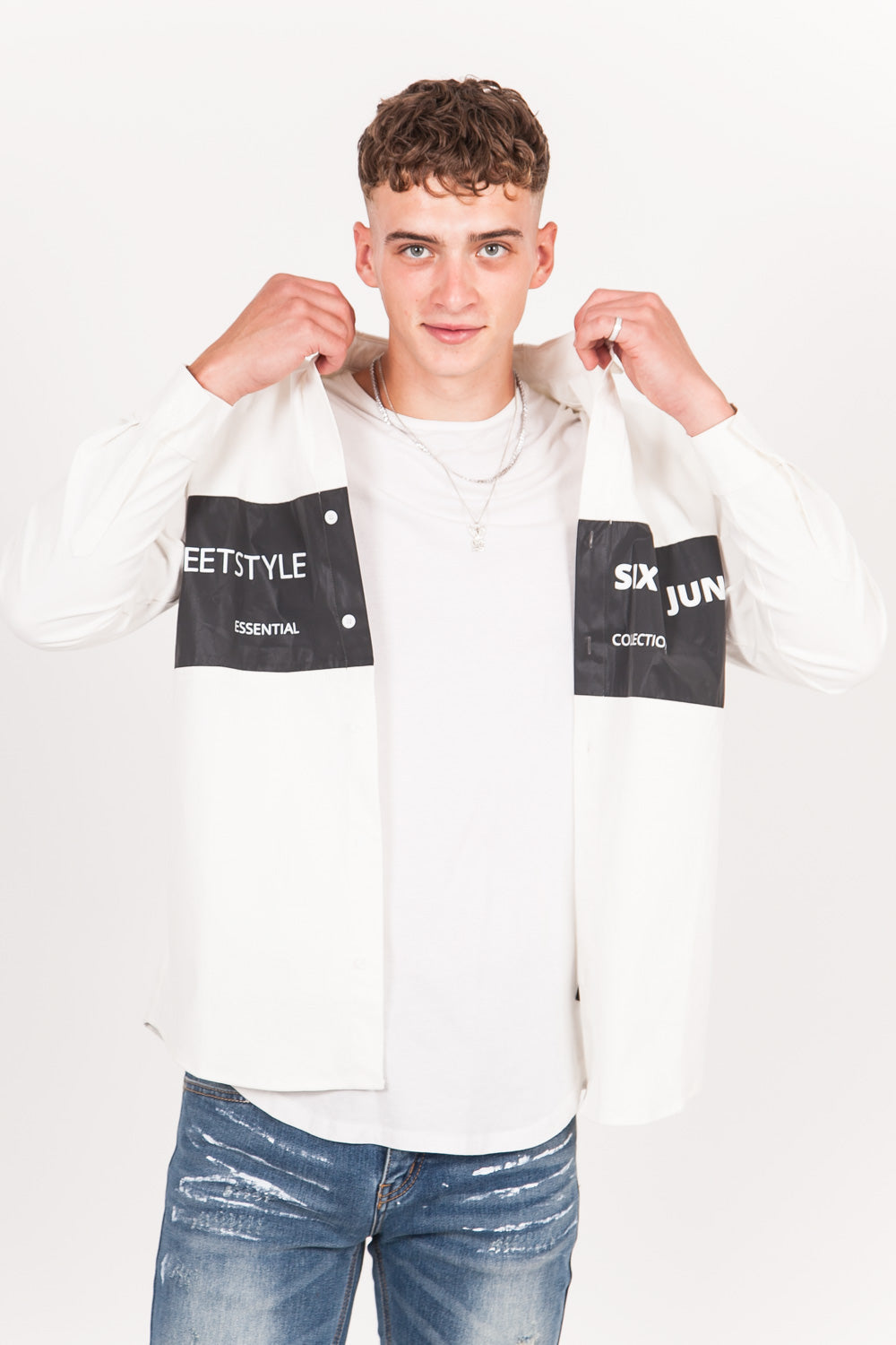 Sixth June - Chemise streetstyle bande réfléchissante blanc