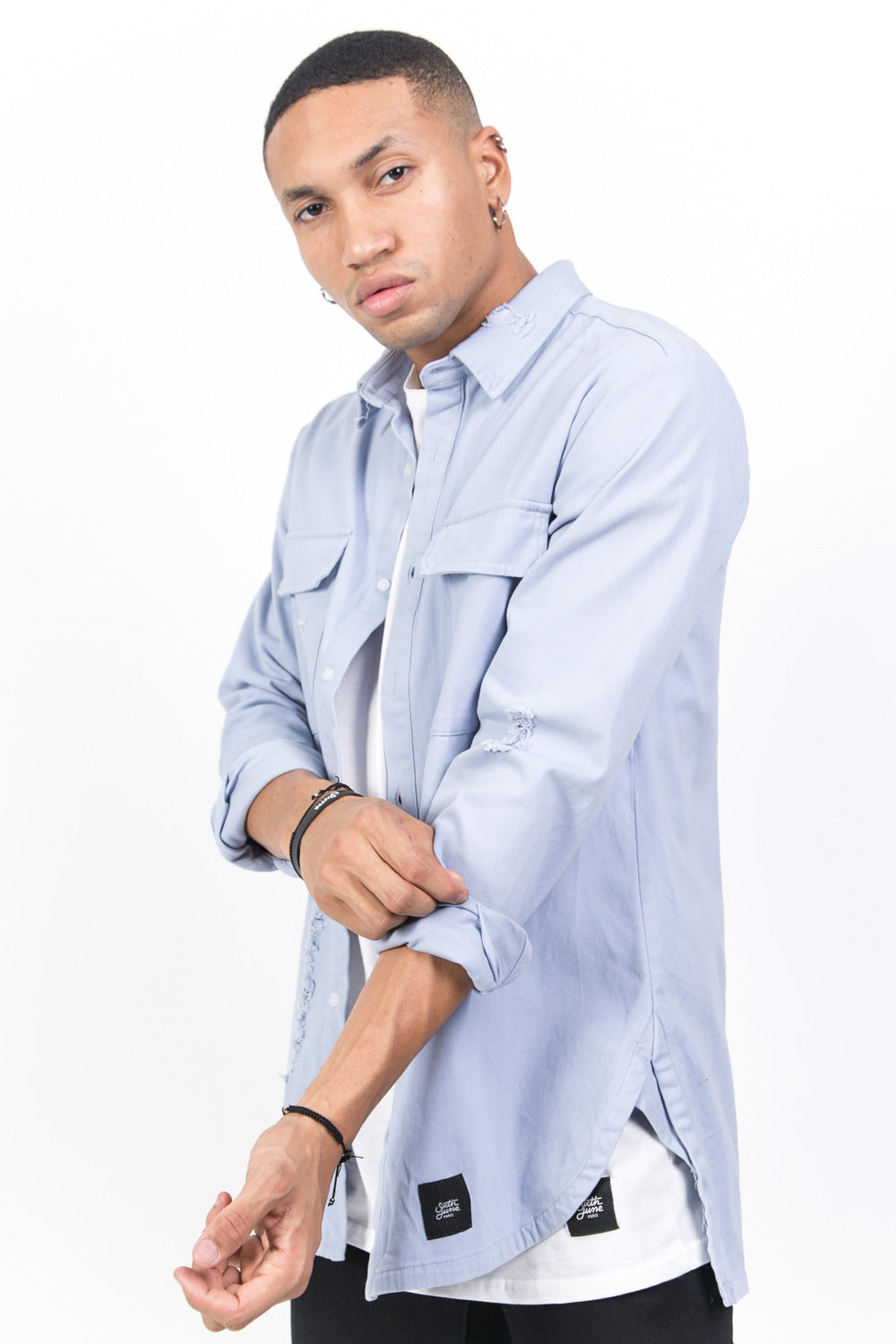 Sixth June - Chemise déchirée poches cargo bleu