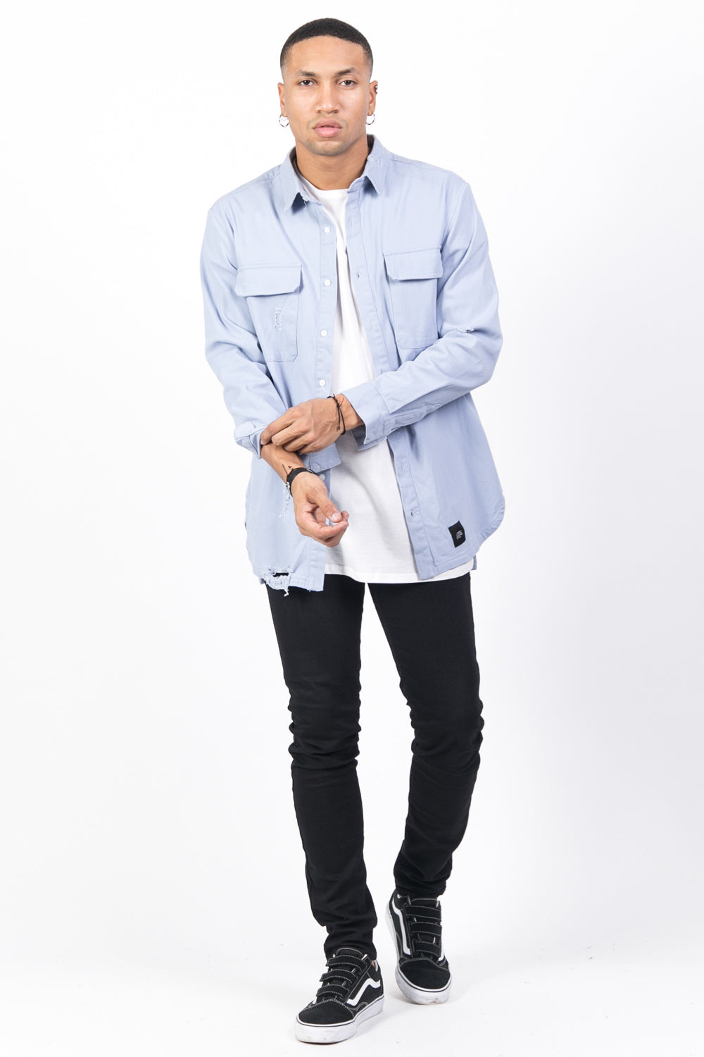 Sixth June - Chemise déchirée poches cargo bleu