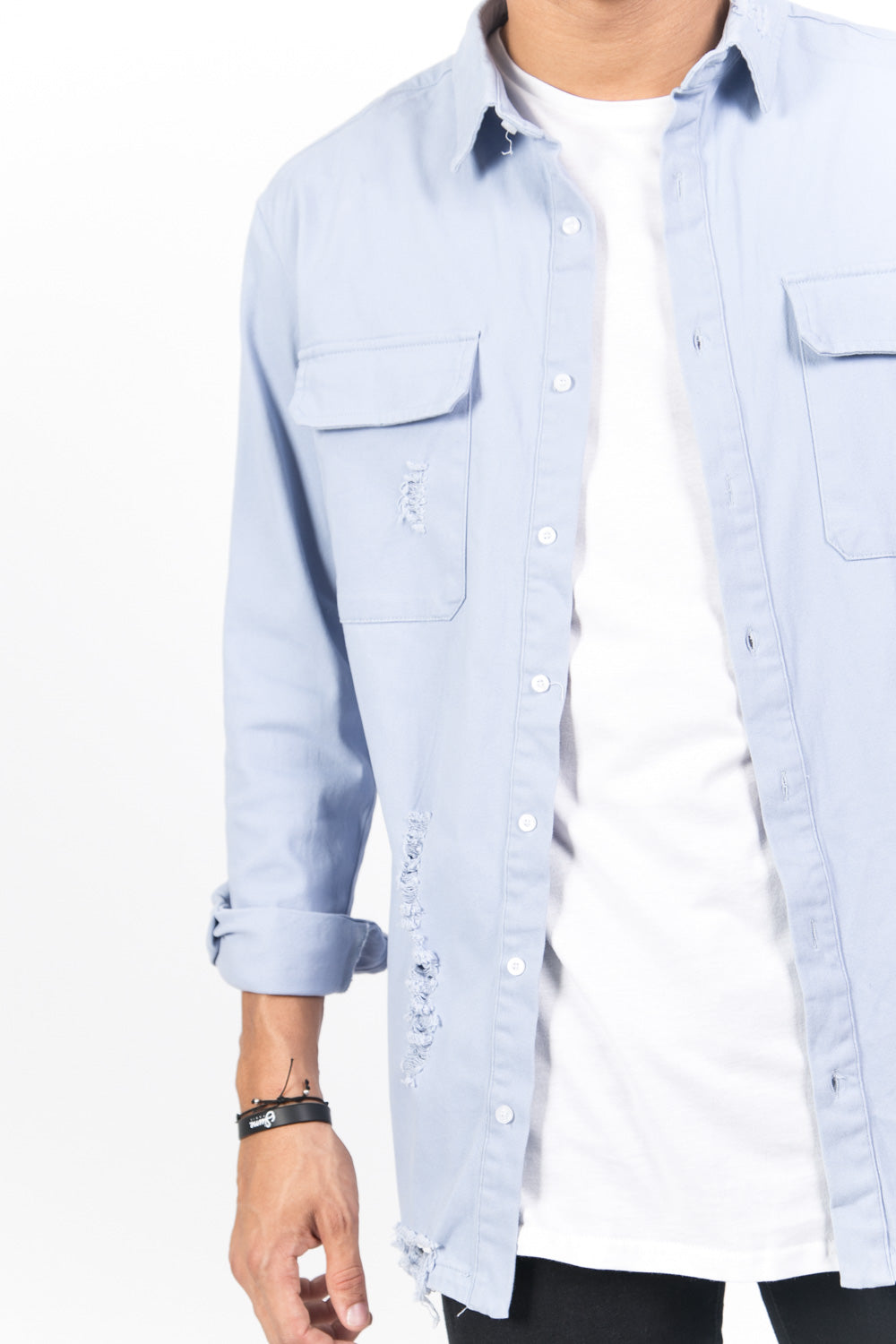 Sixth June - Chemise déchirée poches cargo bleu