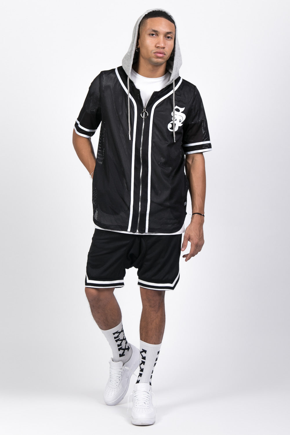 Sixth June - Chemise baseball logo capuche noir
