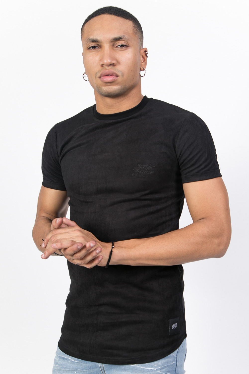 Sixth June - T-shirt suédine moulant noir