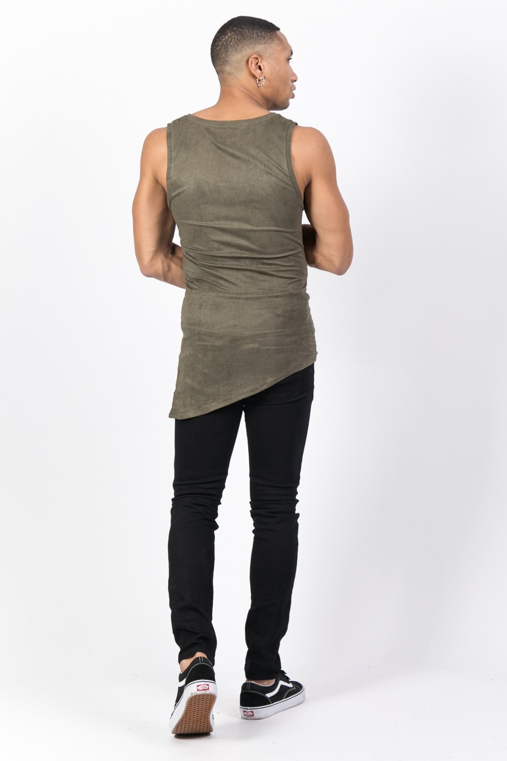 Débardeur suédine asymétrique kaki