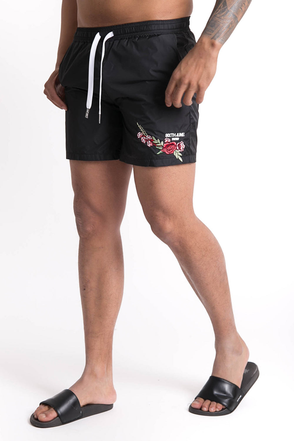 Sixth June - Maillot de bain broderie roses Sixth June noir.