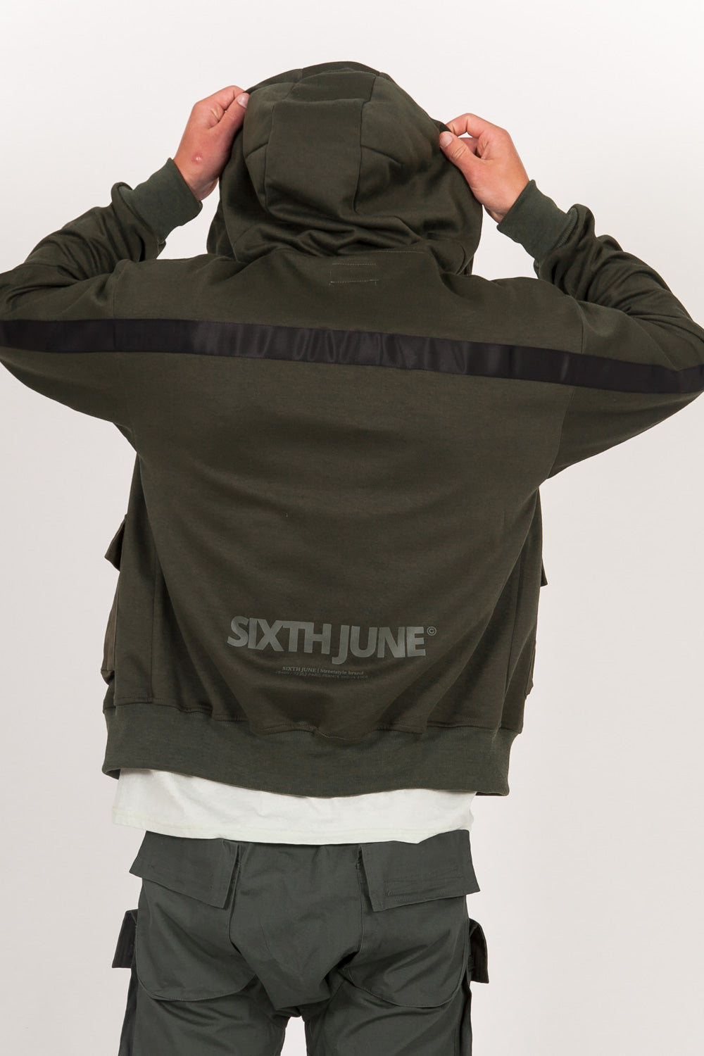 Sixth June - Sweat capuche zippée cargo kaki
