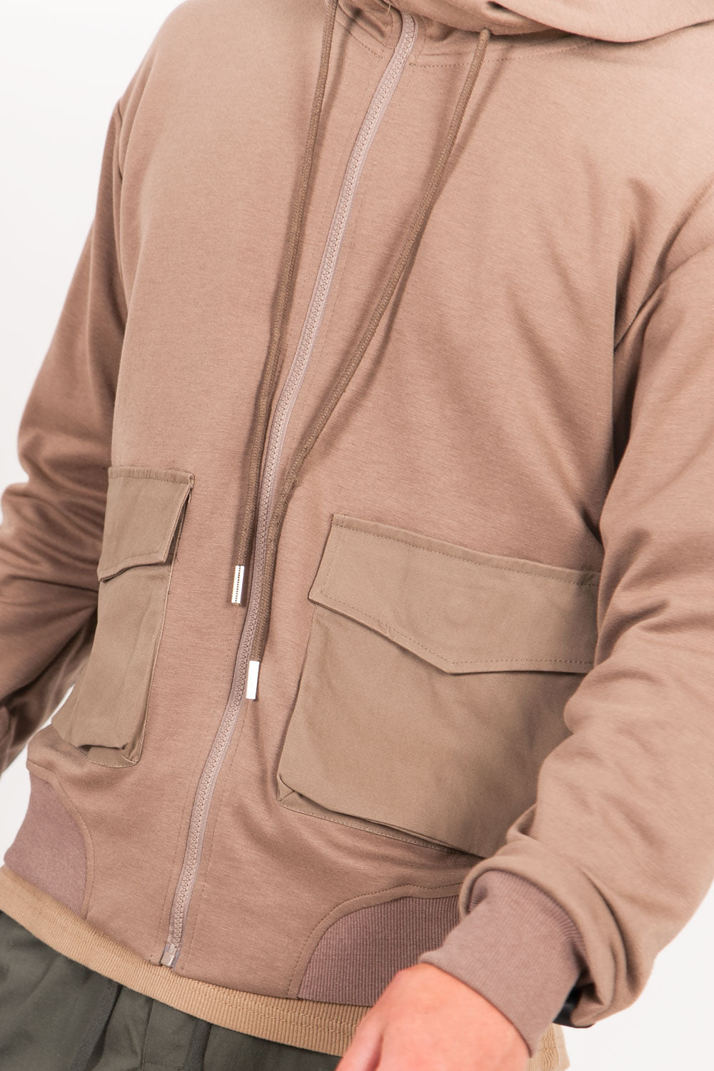 Sixth June - Sweat capuche zippée cargo beige