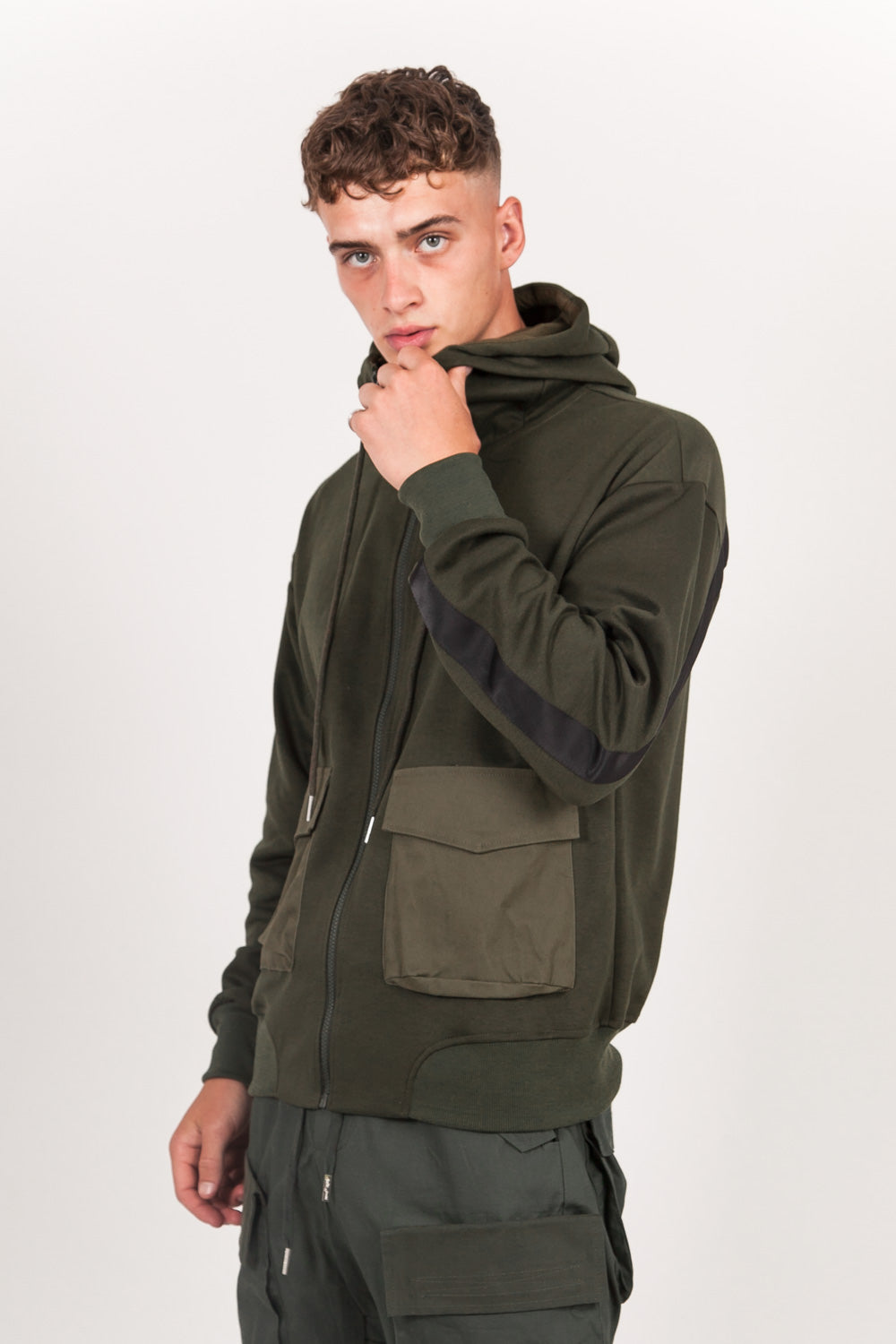 Sixth June - Sweat capuche zippée cargo kaki