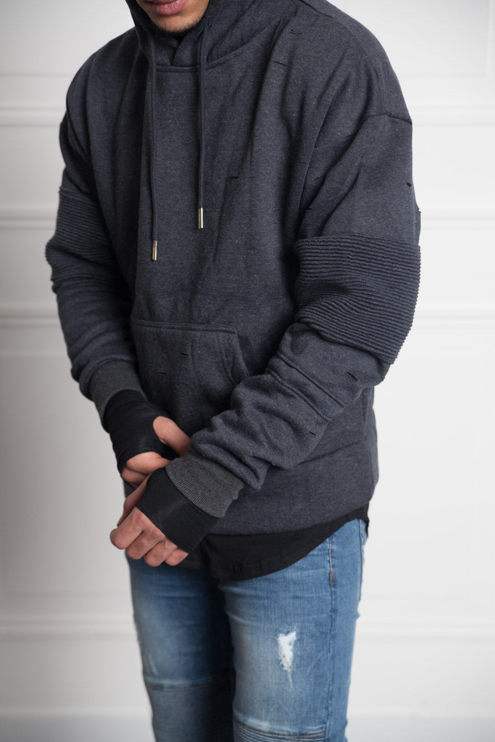 Sixth June - Sweat biker destroy gris foncé M2127PSW