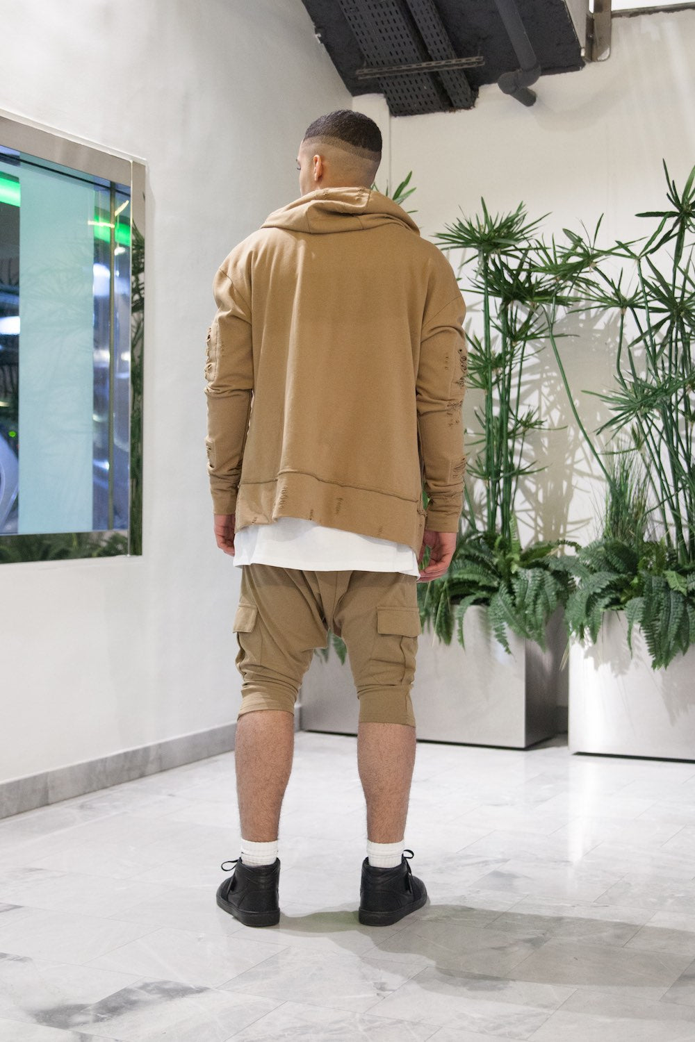 Sixth June - Sweat-shirt biker destroy beige M2414VJA