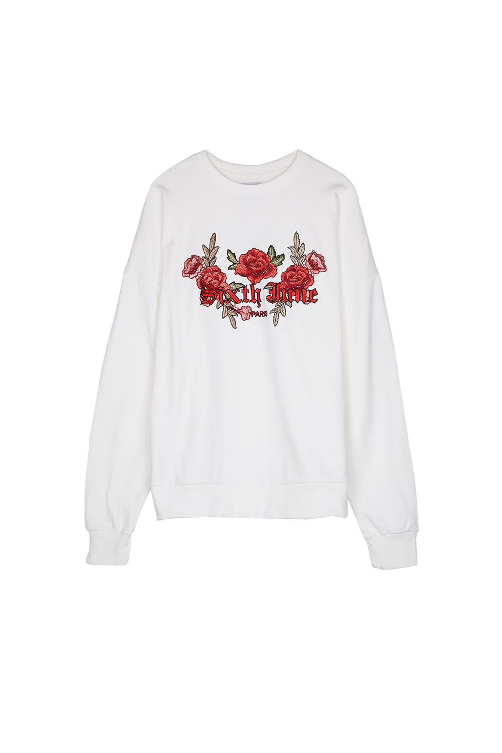 Sixth June - Sweatshirt brodé roses blanc