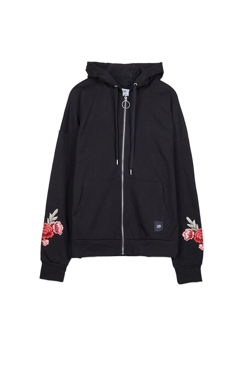 Embroidered Hoodie Roses Black – Sixth June