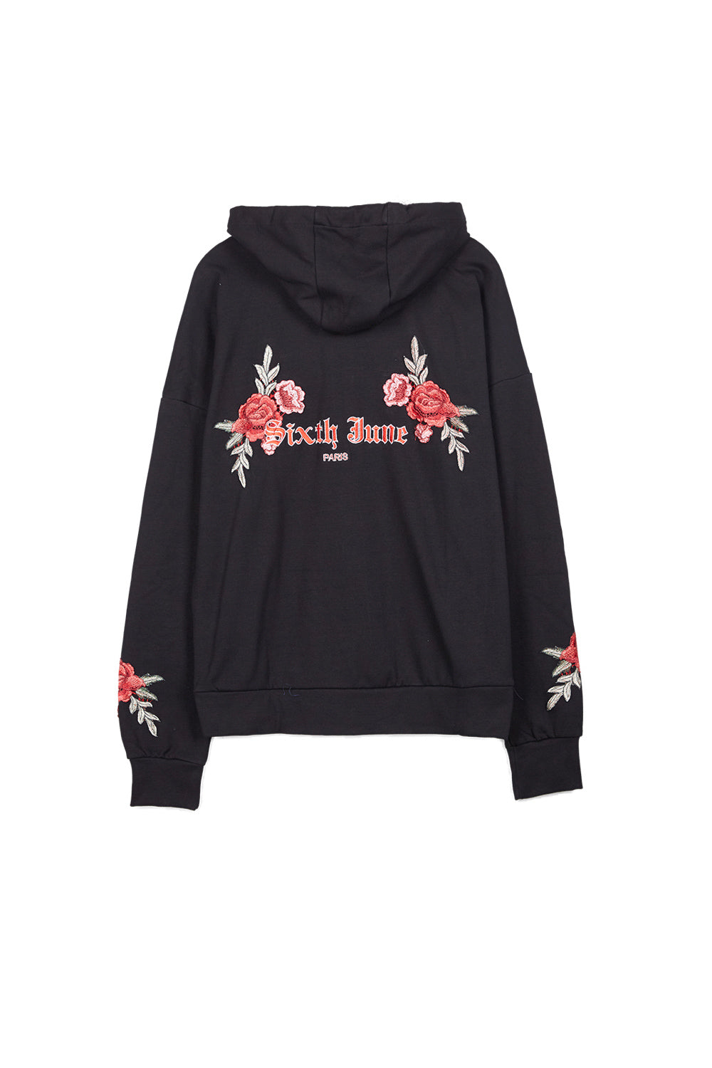 Sixth June - Sweat capuche brodé roses noir