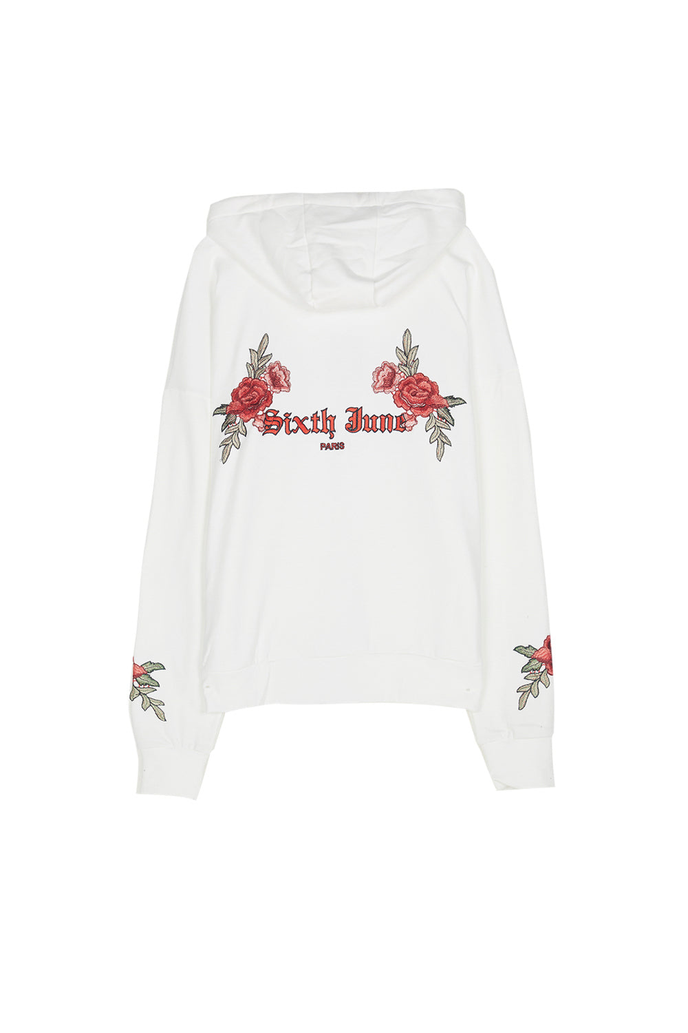 Sixth June - Sweat capuche brodé roses blanc