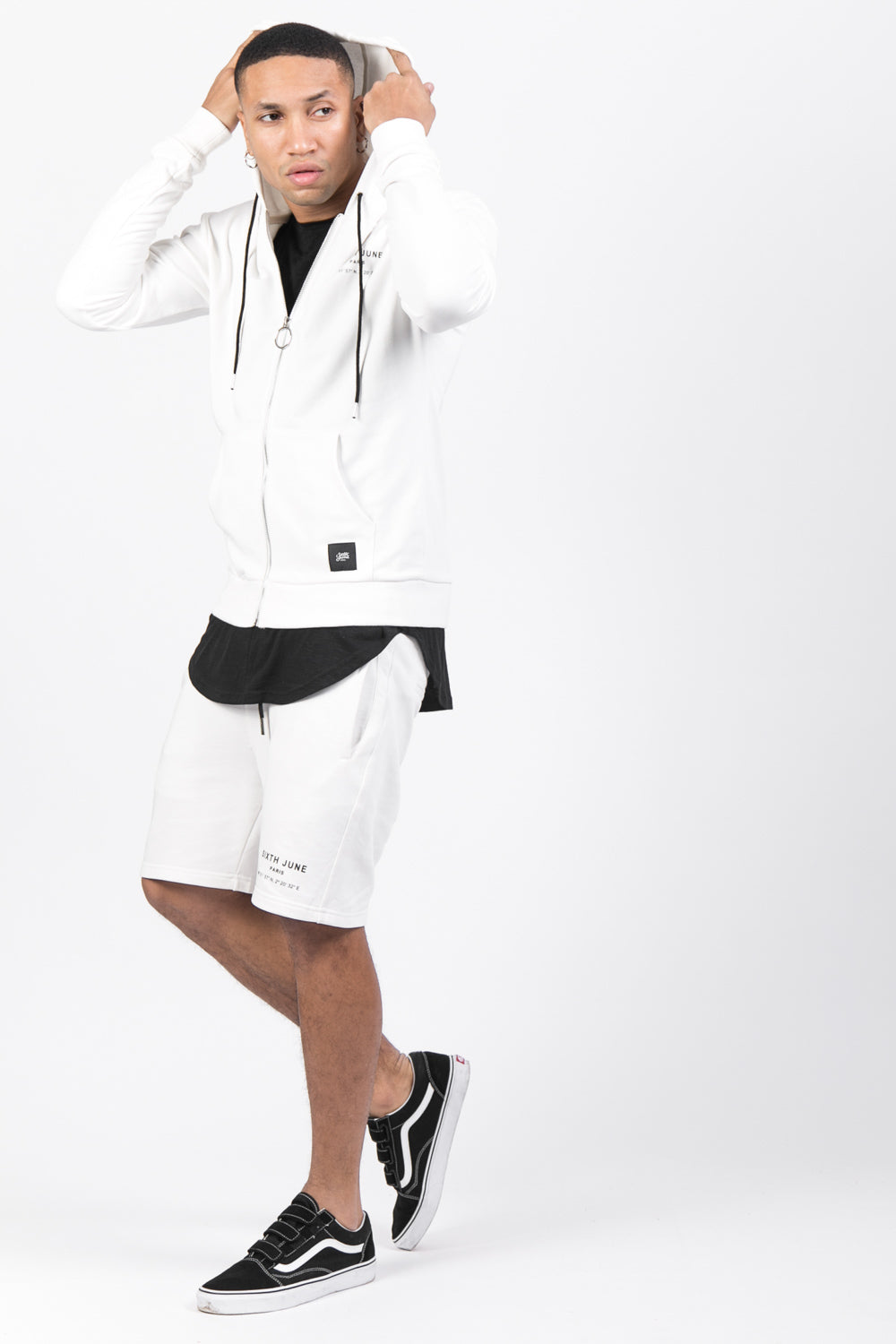 Sixth June - Sweat capuche Paris GPS zippé blanc