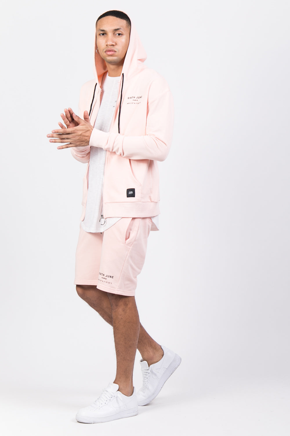 Sixth June - Sweat capuche Paris GPS zippé rose