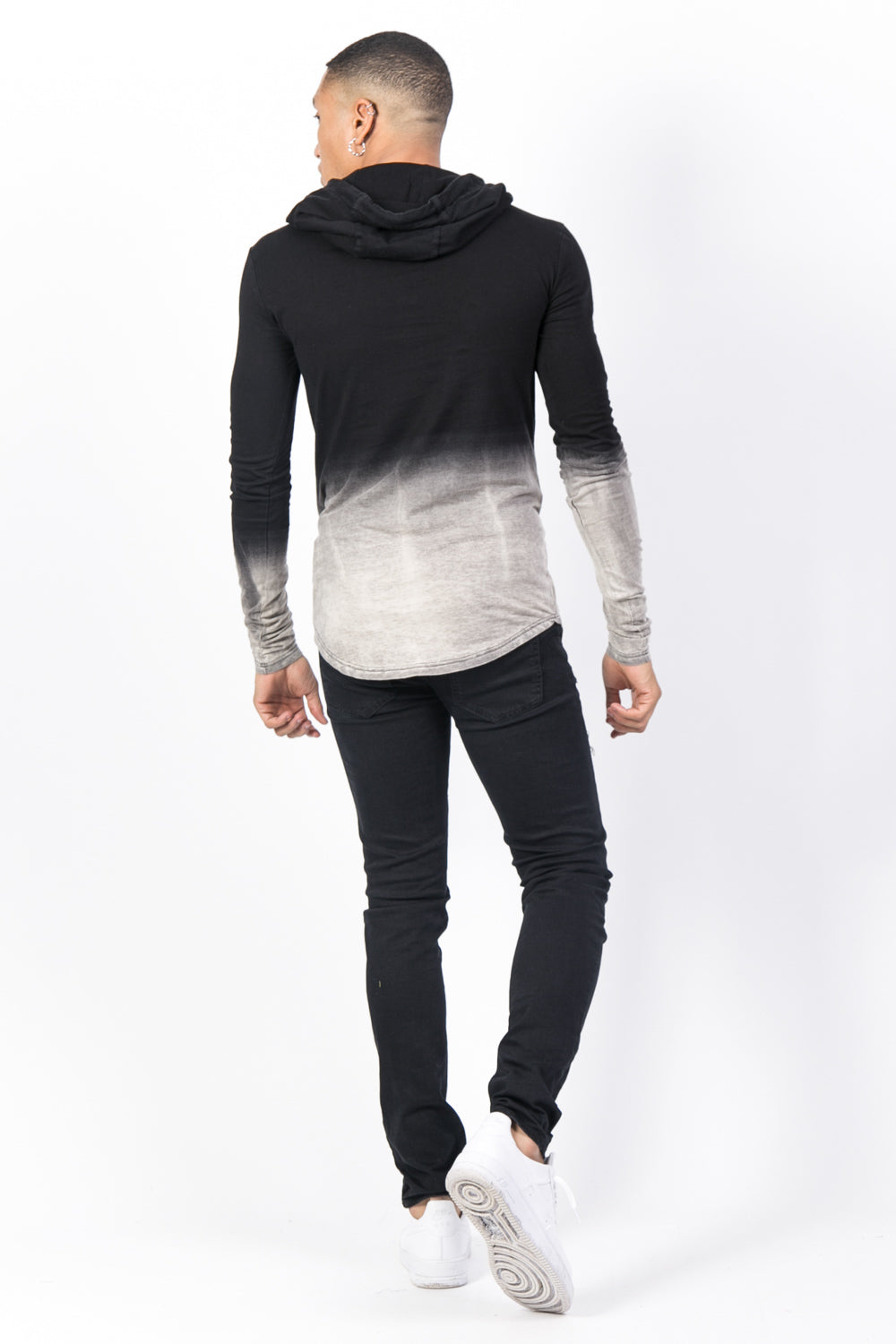 Sixth June - T-shirt capuche tie dye Paris GPS noir blanc